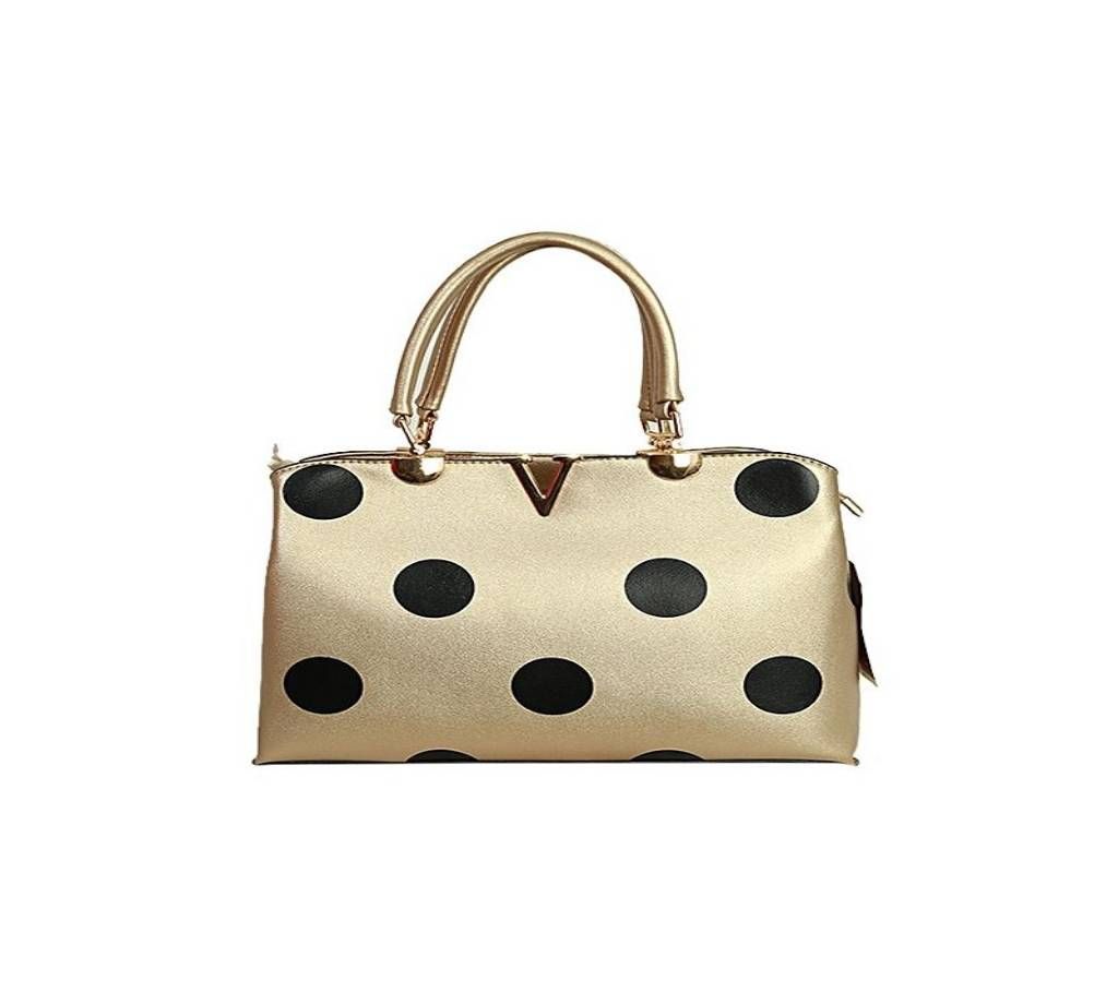GOLDEN AND BLACK SYNTHETIC HAND BAG FOR WOMEN