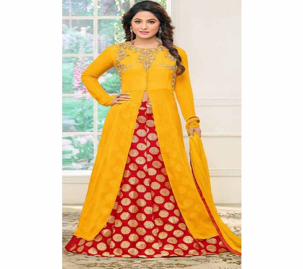 un-stitched  georgette with embroidery lehenga 
