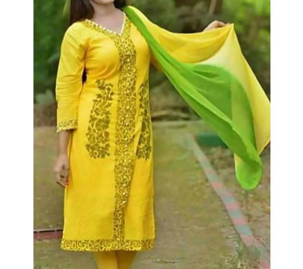 Unstitched block printed Rajdhani voyel cotton Salwar Kameez stblock-273