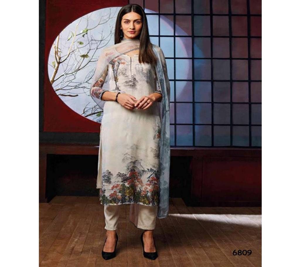 Ganga Unstitched Embroidery Three Piece