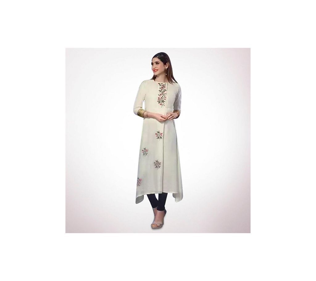Unstich Block Print Cotton 3pc  White -HOS2369