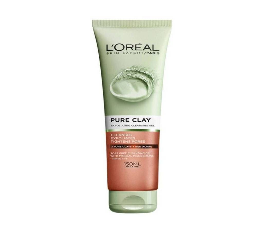 L'oreal Paris Pure Clay Exfoliating Gel Wash, 150 ml, France