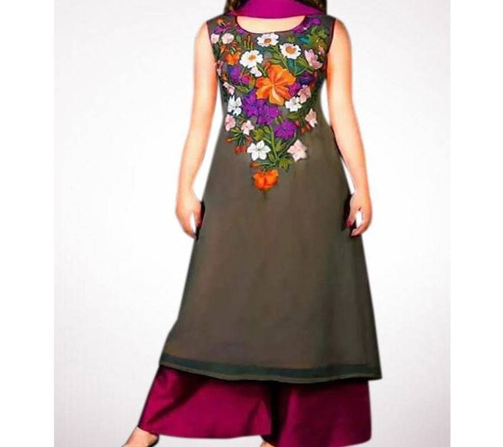 Unstiched Dark khaki Georgette Salwar Kameez For Women