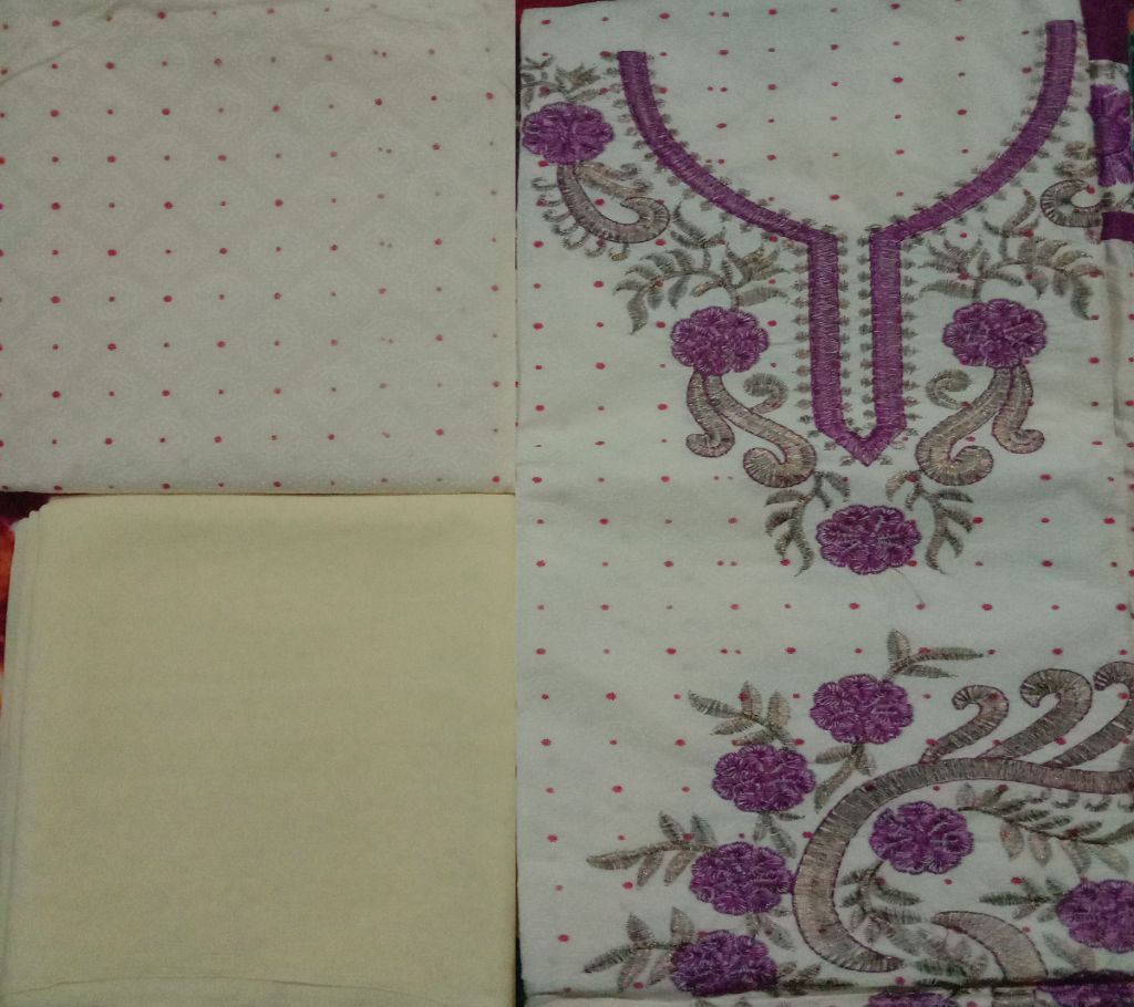 :) 100% suti kaporer embroidery kora 3pics