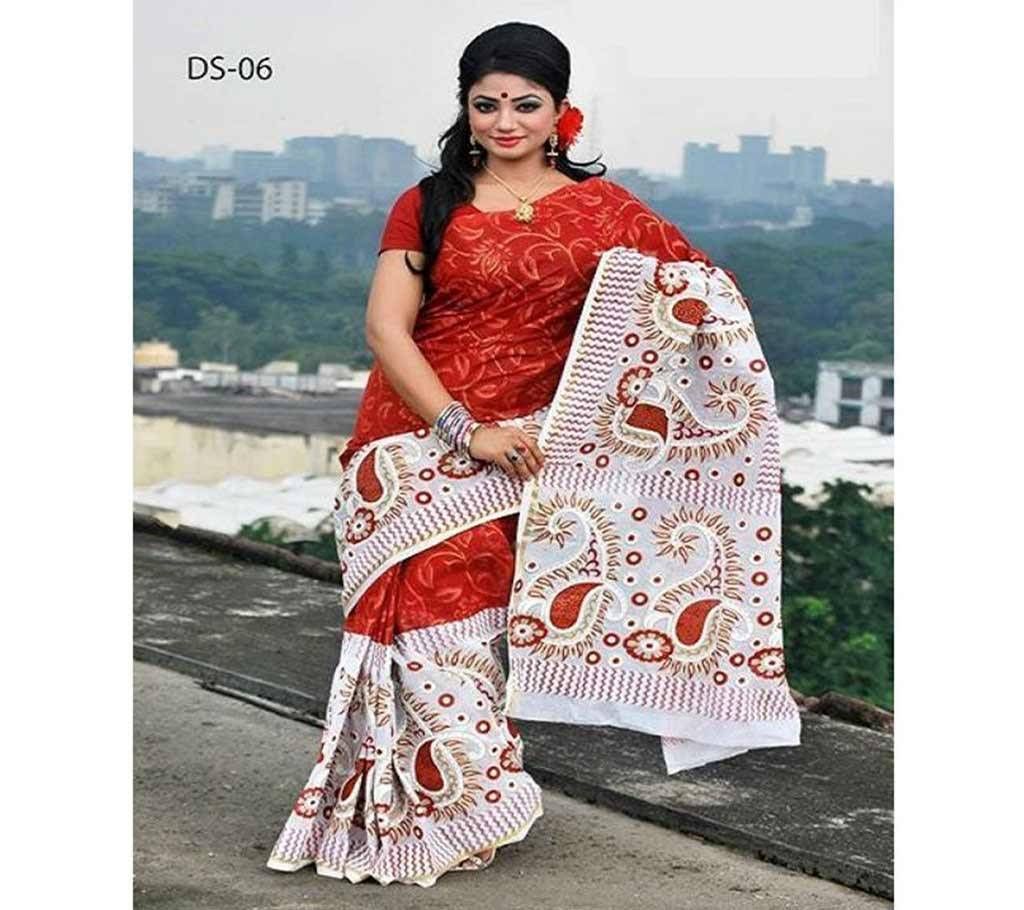 Cotton Kota Hand Print Saree WIth Piece 