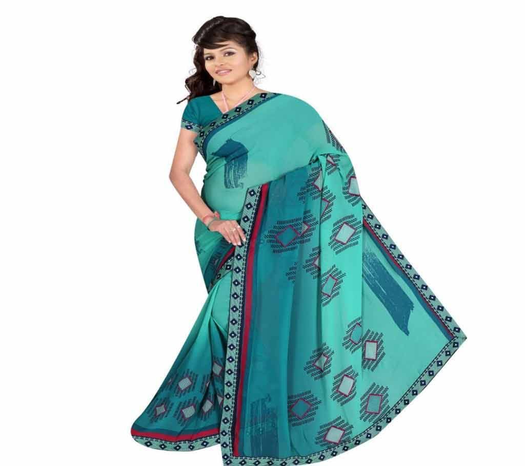 Indian Paste And Sea Green Silk Printed saree For women (Copy)