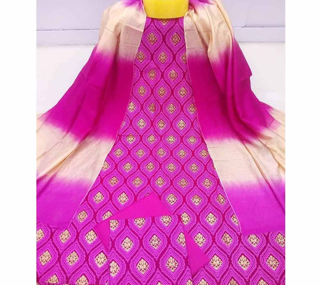 Deshi Cotton Unstitched Joypuri Screen Printed 3Pcs - H21 - MHG