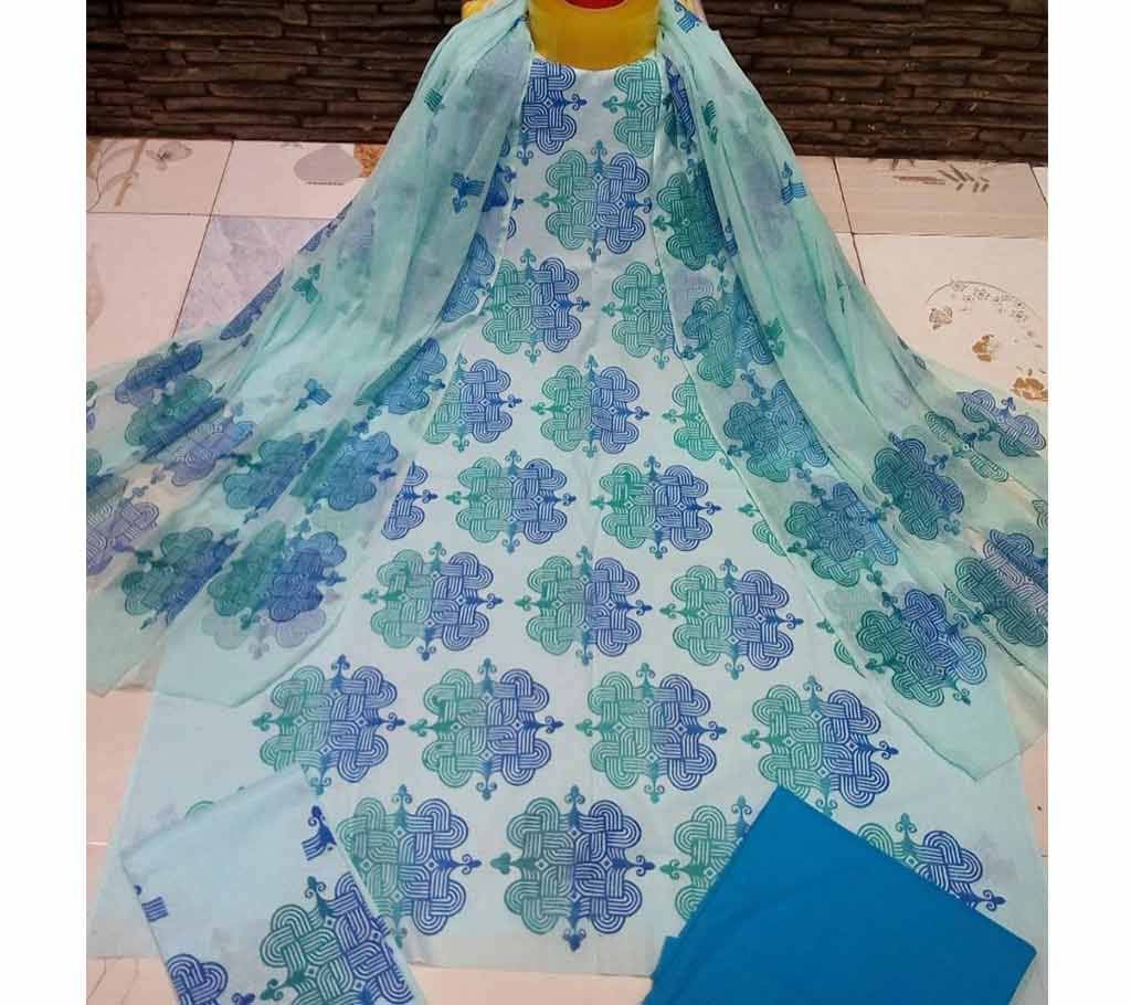 Deshi Cotton Unstitched Screen Printed 3Pcs - C30 - MHG