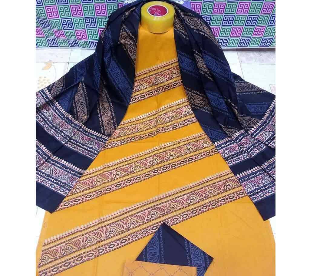 Deshi Cotton Unstitched Screen Printed 3Pcs - C55 - MHG