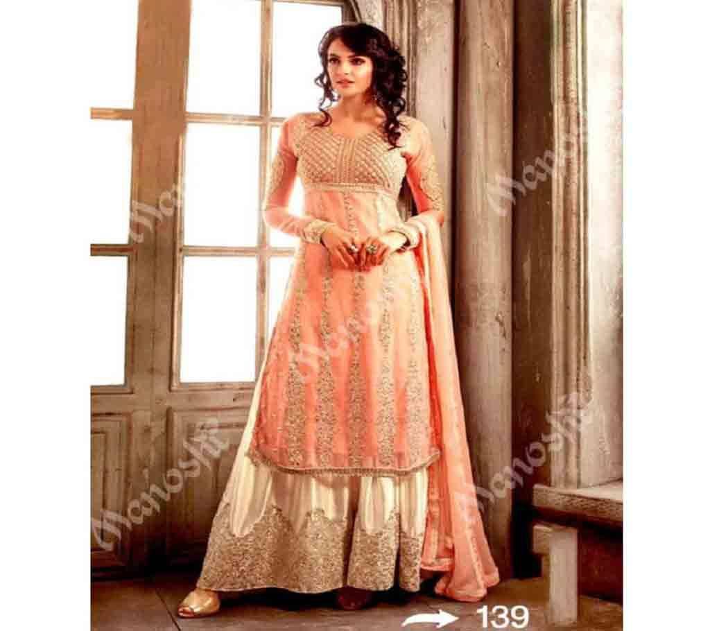 Indian Unstitched Georgette 3Pcs For Women  Cream Color