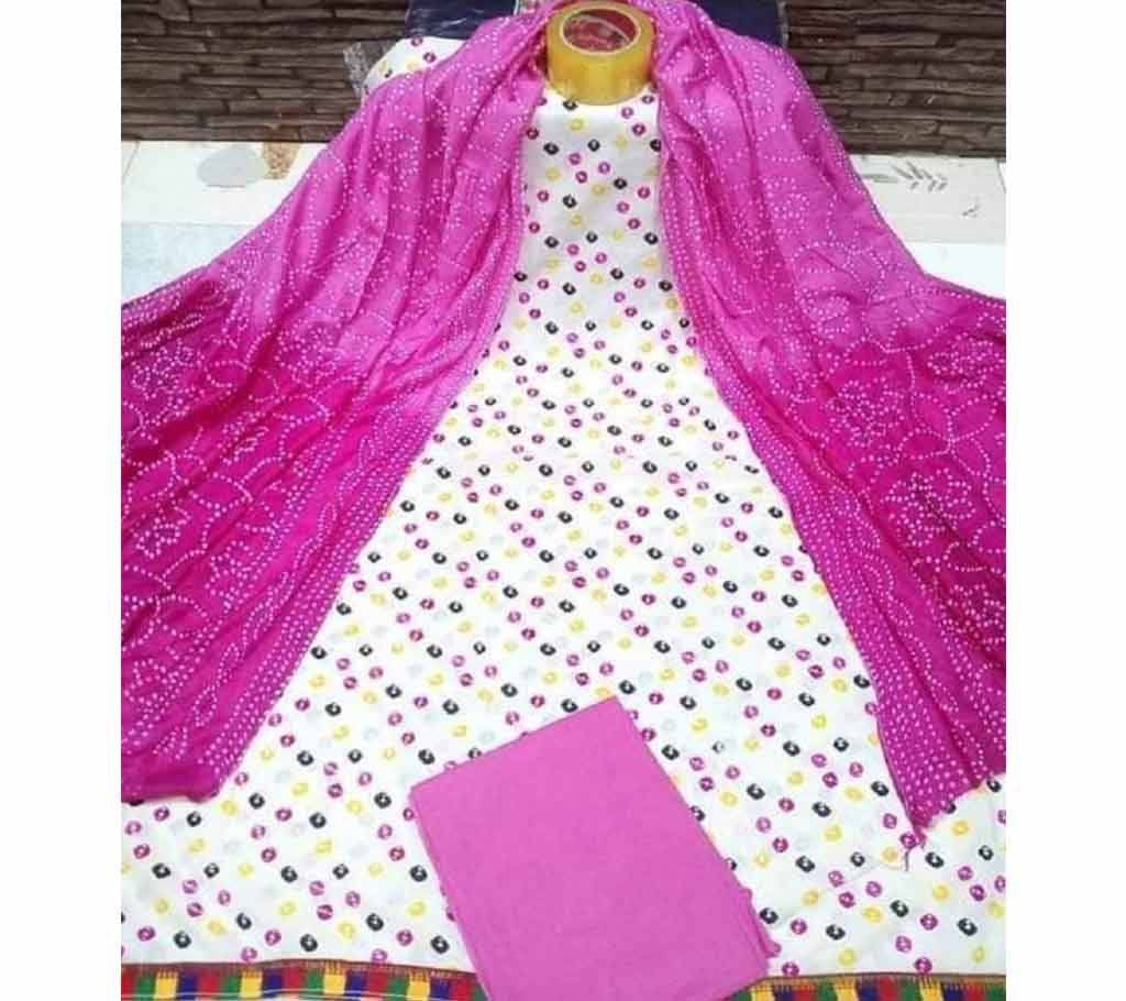 Unstitched Joypuri Cotton 3piece Pink