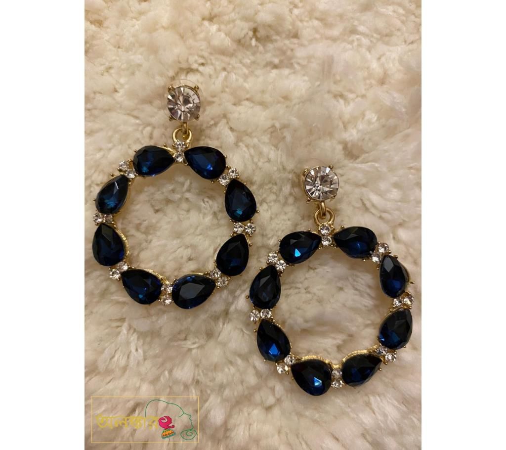  Stone Earring-Blue Color