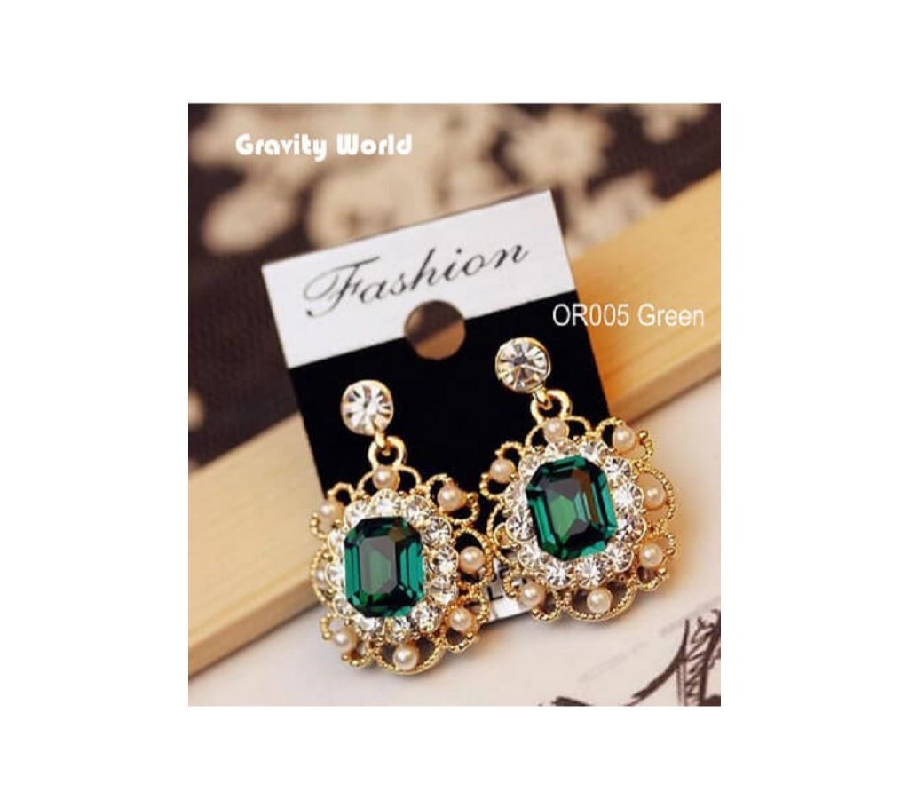 Imported Earrings with Green Stone