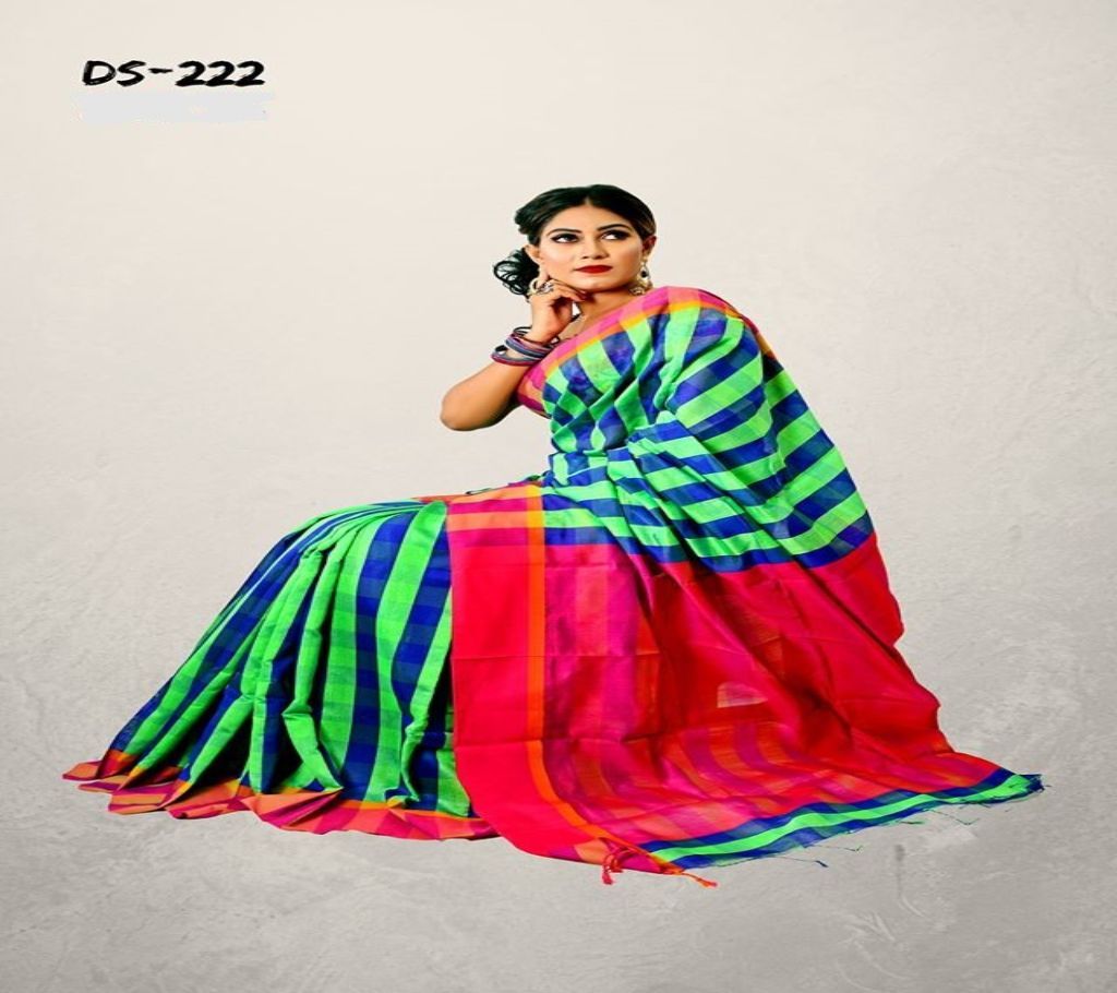 Multicolour Half Silk Saree with Blouse Piece for Women-19