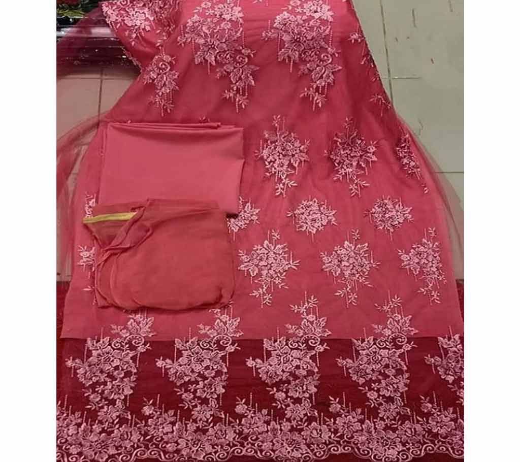 Unstitched Fabric Embroidered Cotton Net Unstitched 3 Piece(With inner)-6