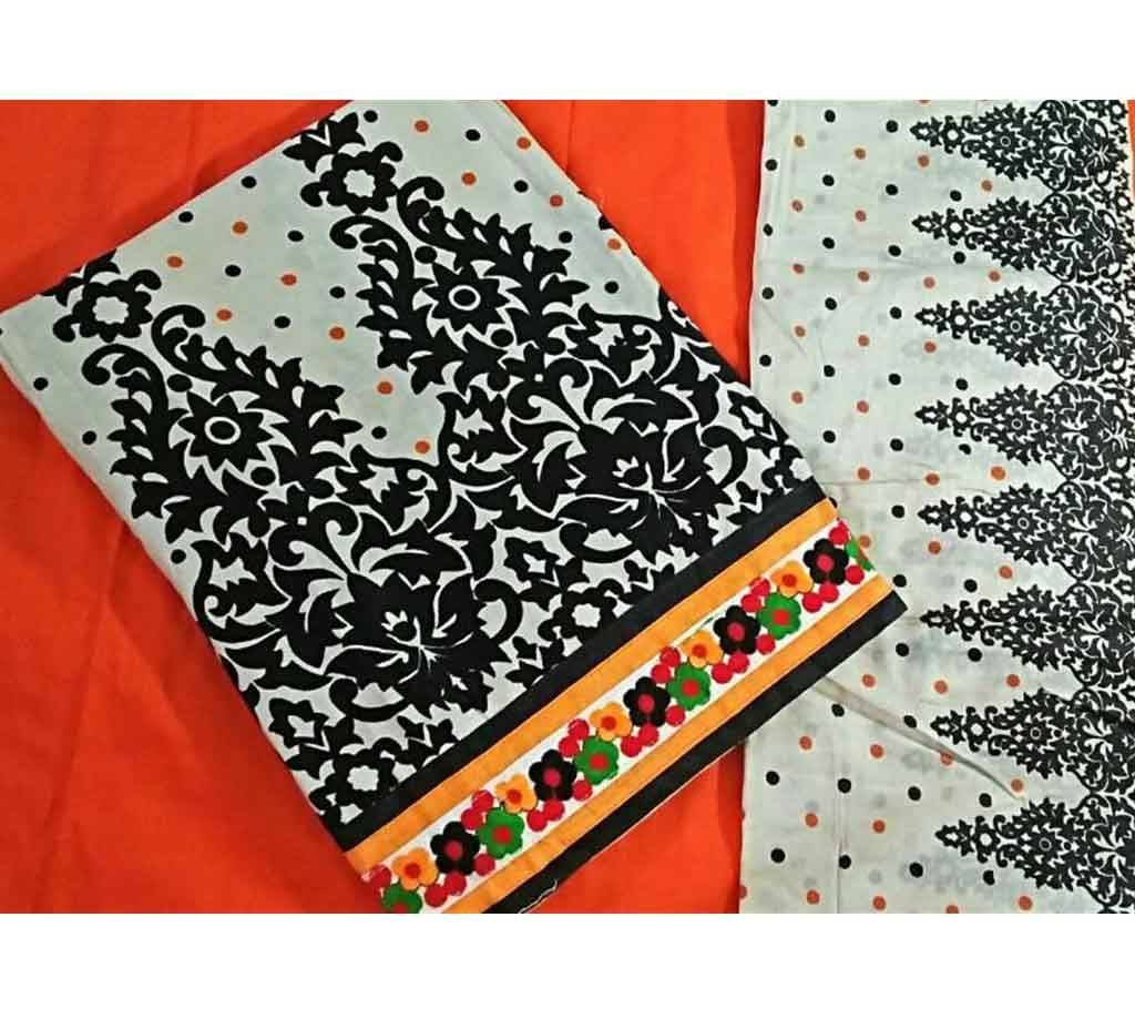 Exclusive Unstitched Cotton Three Piece