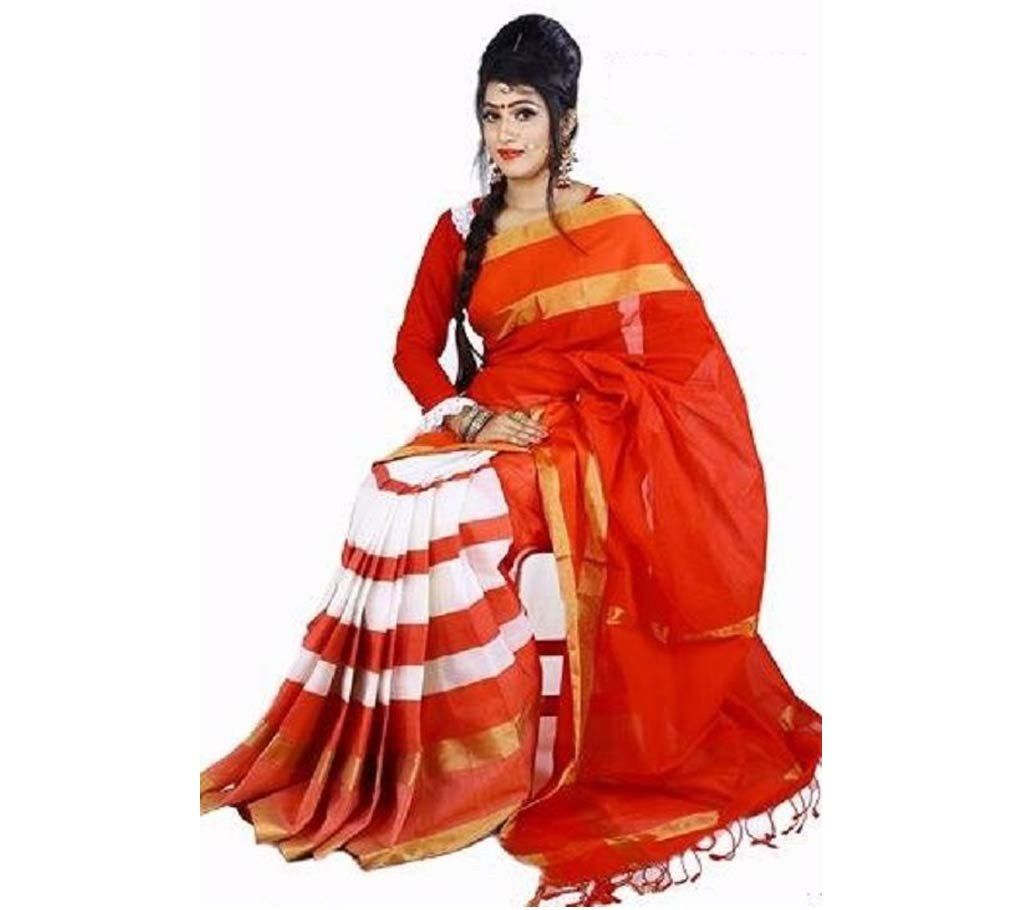Orange cotton sharee