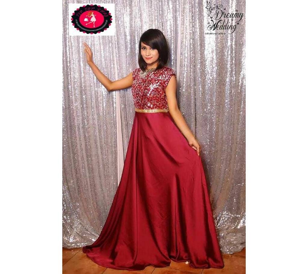 Stitched sequence Silk Gown