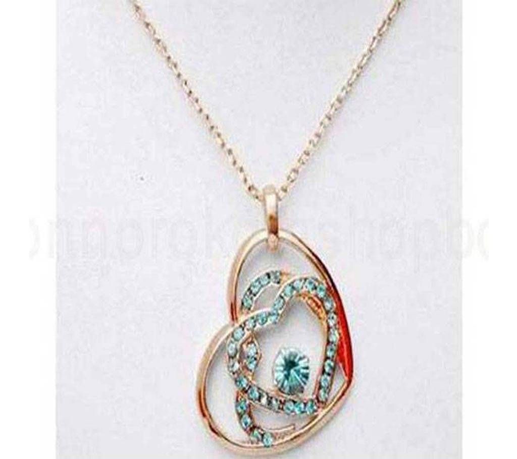 HEART SHAPED STONE SETTING PENDANT (GOLDEN)