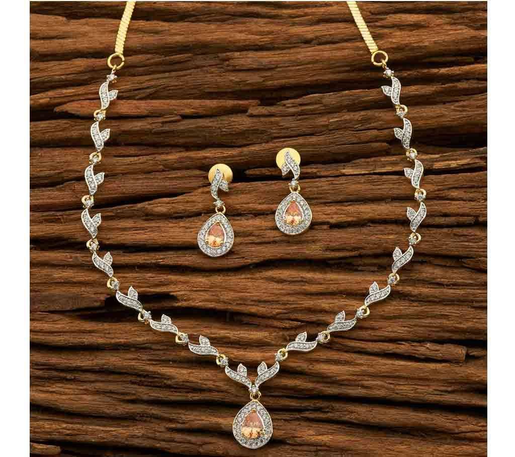 CZ AMERICAN DIAMOND DESIGNER NECKLACE SET 56442 (by Pink Point - KJ56442)