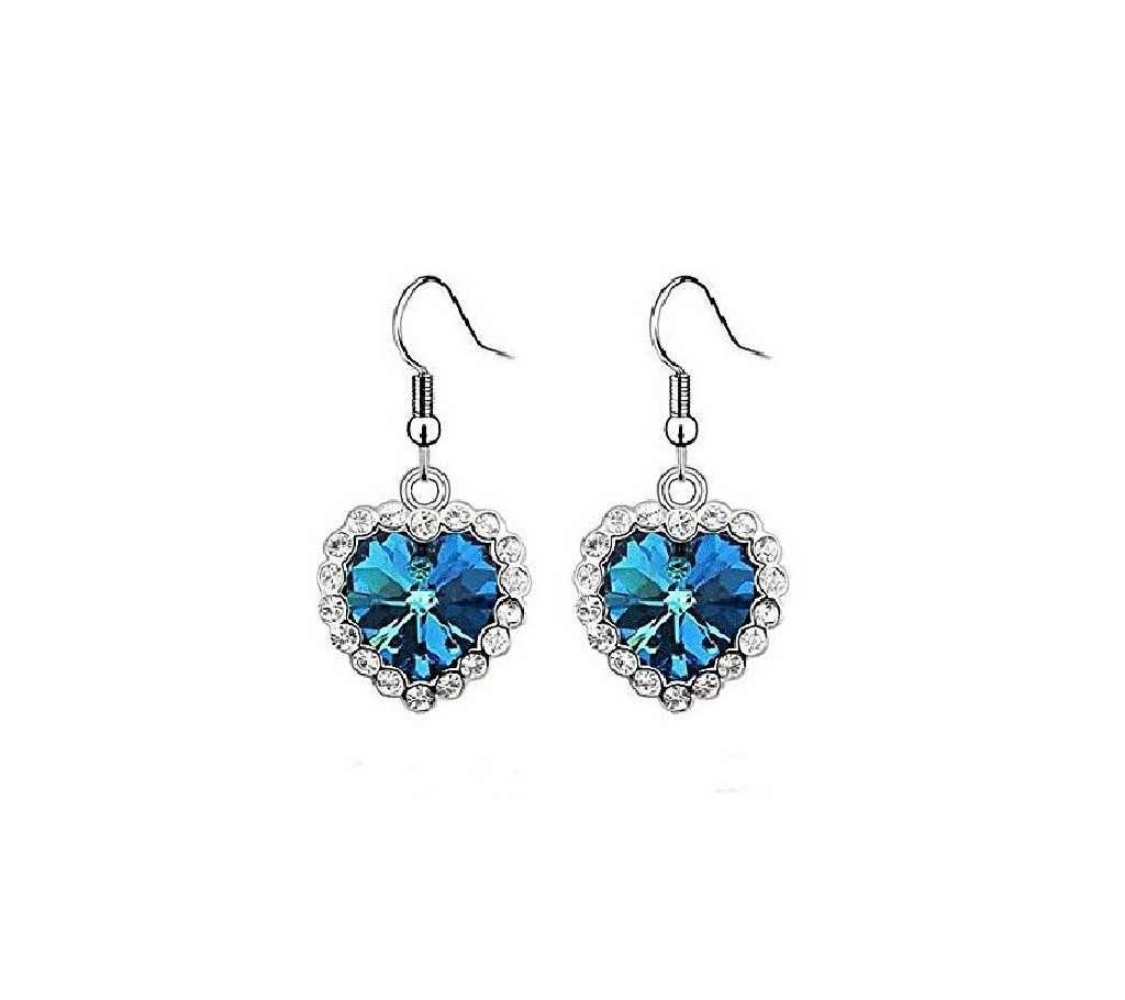 Silver and Blue Heart Shape Earring