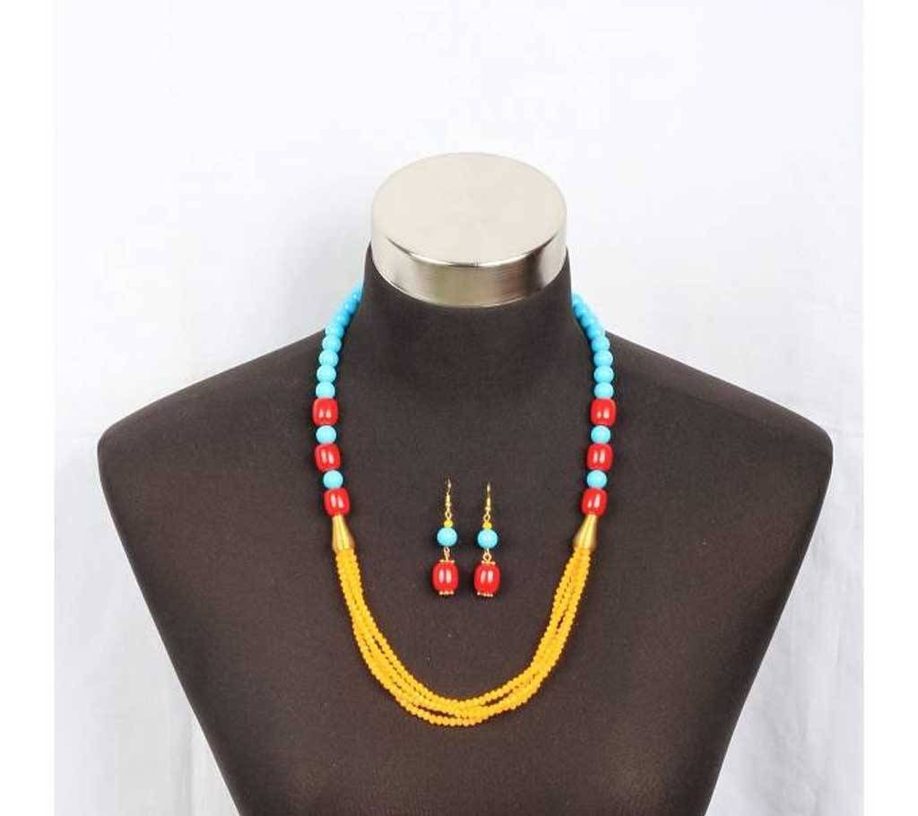 Red And Blue - Heavy Glass Bead Necklace
