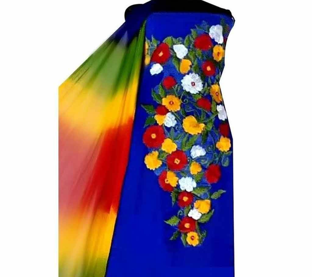unstitched hand painted cotton replica salwar kameez seblock-605