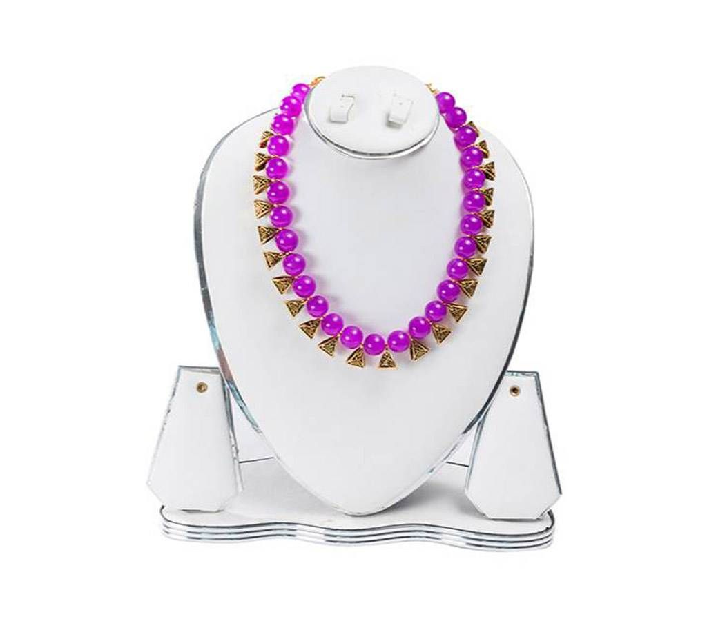 Magenta Color Artificial Pearl Necklace