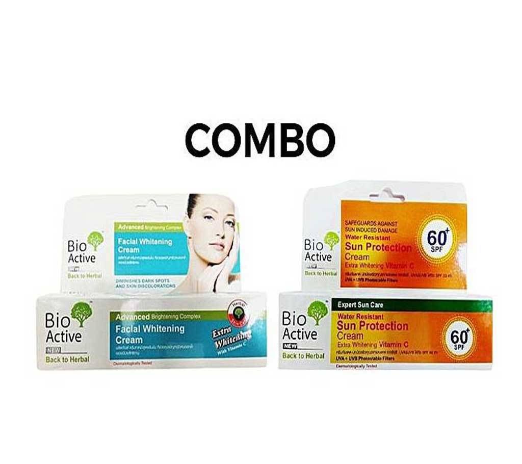 Combo of Bio-Active Facial Whitening Cream - 100g and Bio-Active Water Resistant Sun Protection Cream - 100g - Thailand 