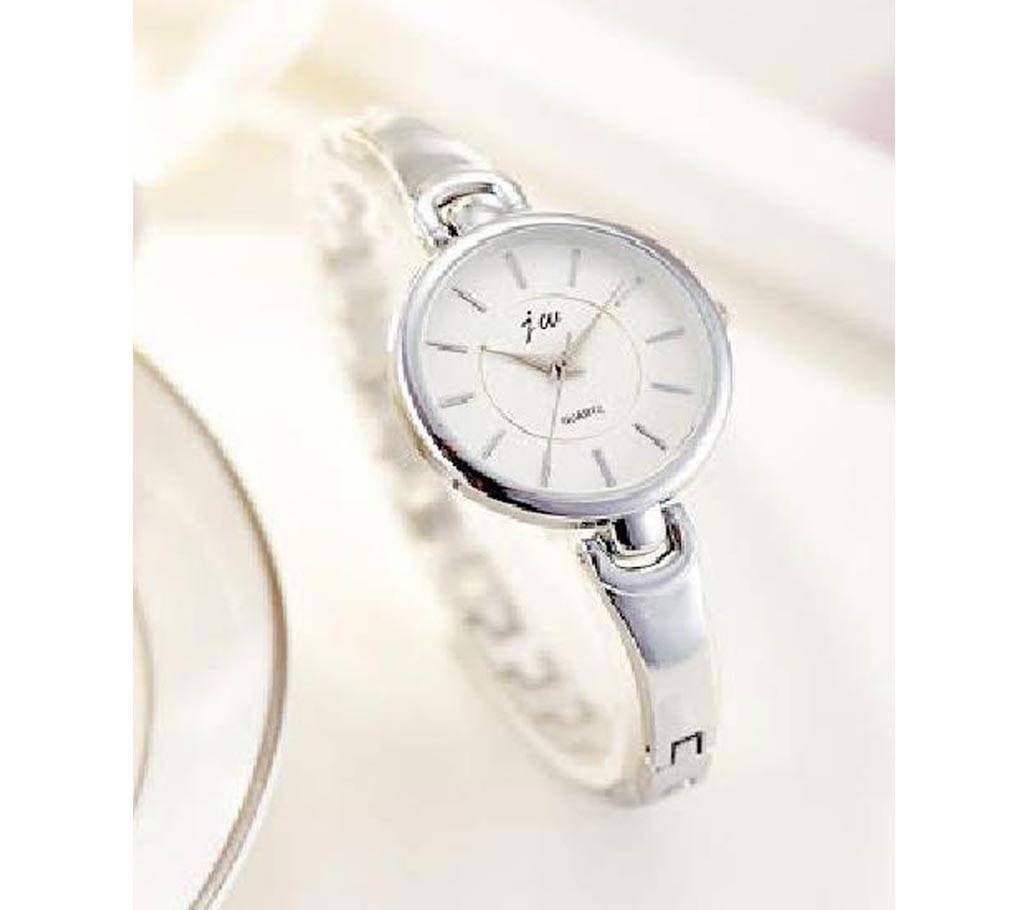 ladies silver stainless steel analogue watch 
