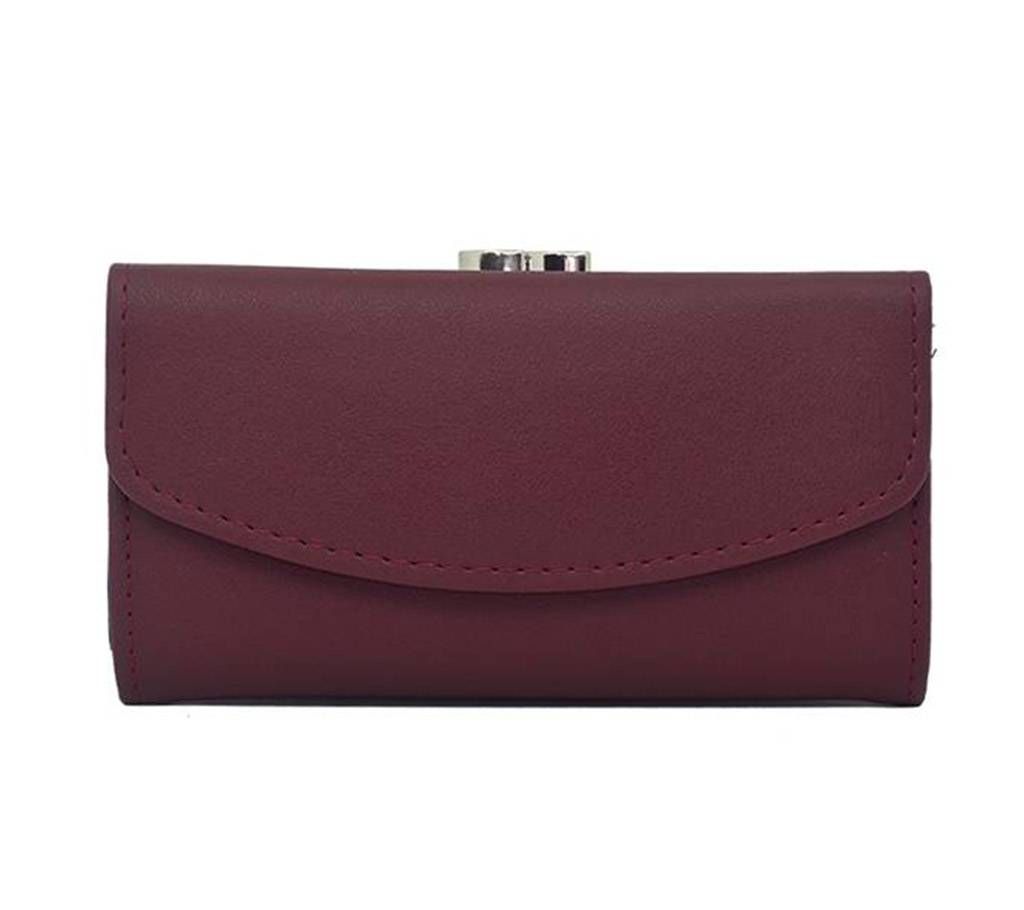 Women Wallet Soft Leather Designer Trifold Multi Item Organizer Lady Clutch-Maroon