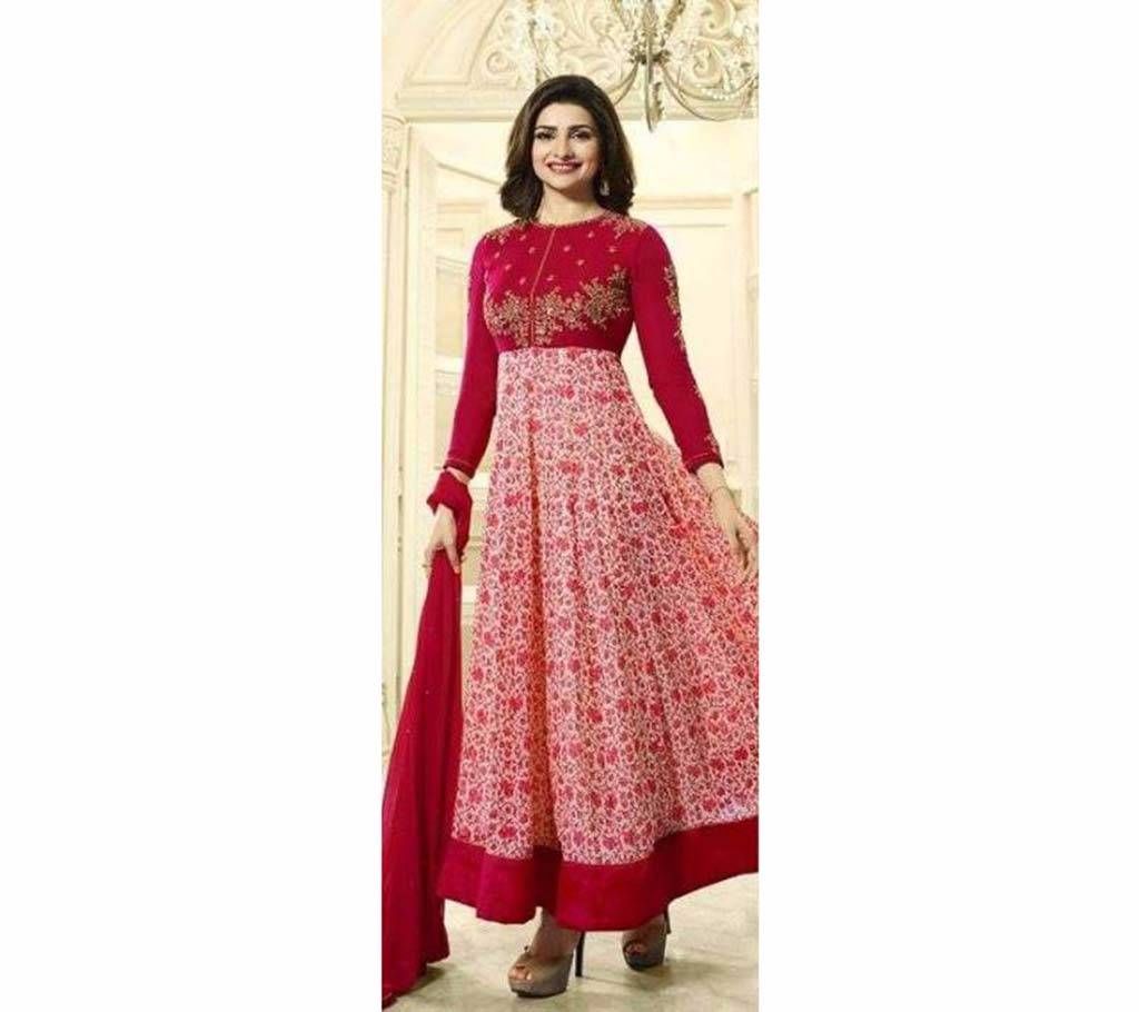 Indian Unstitched Embroidery Cotton Three-pcs