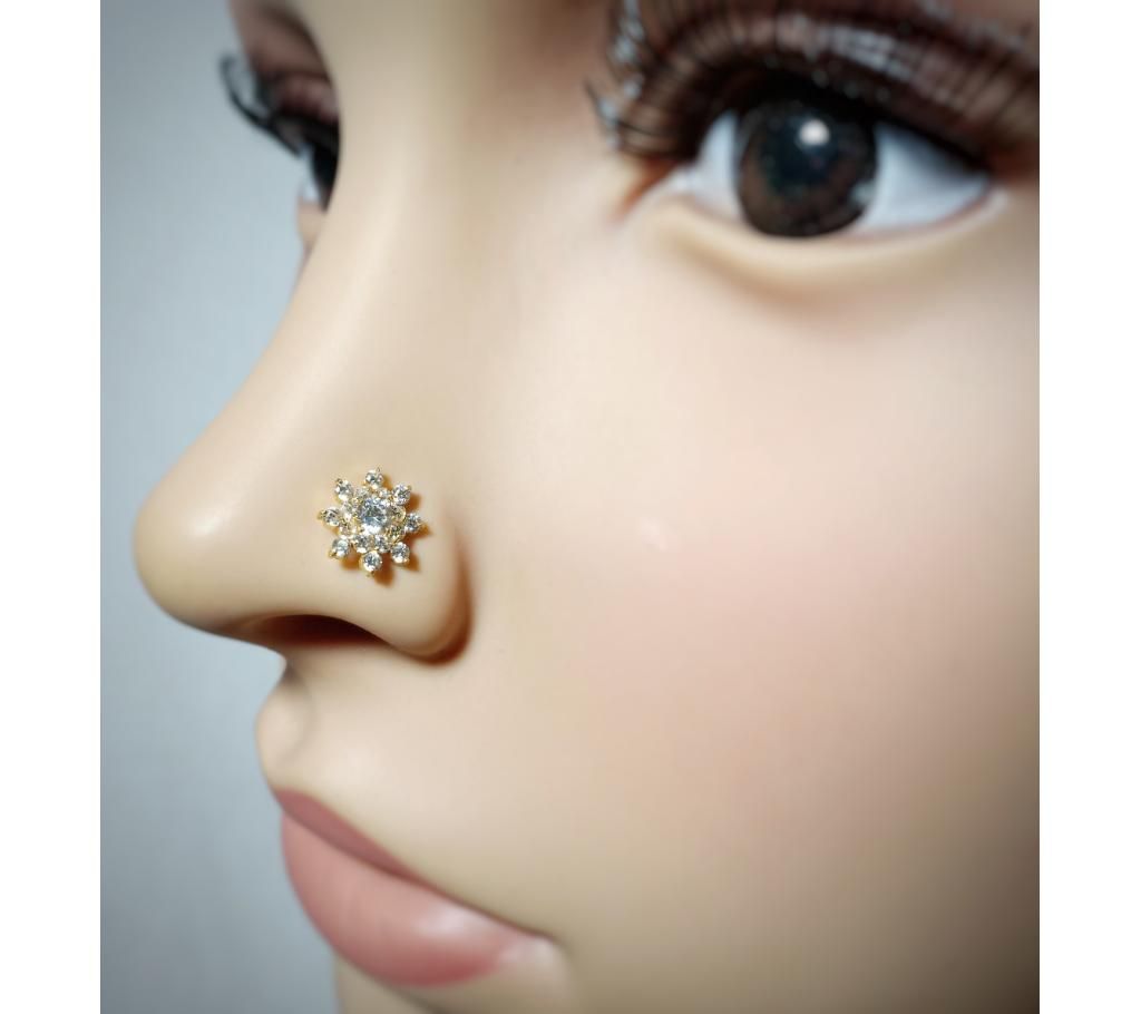 18k gold 17 zircone stones nosepin