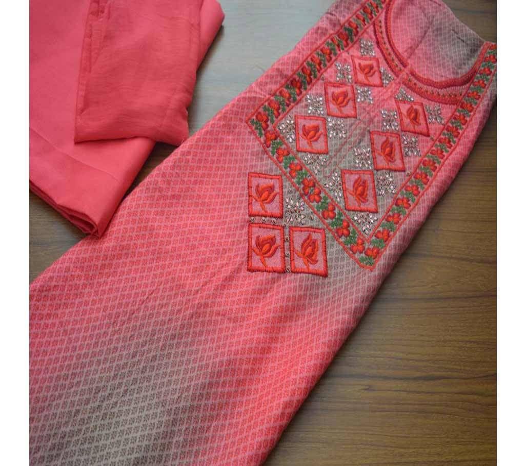 Indian Boutique Unstitched Cotton Three-piece
