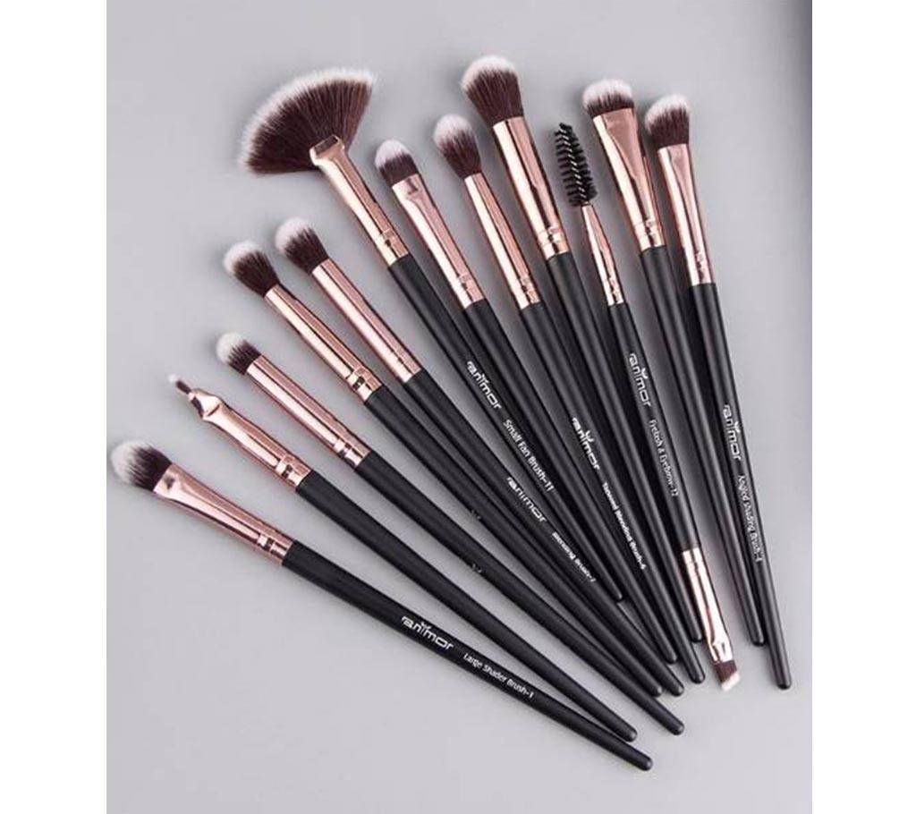 12 pcs/lot Anmor Pro Makeup Brushes Set Eye Shadow Blending Eyeliner Eyelash Eyebrow Brushes China