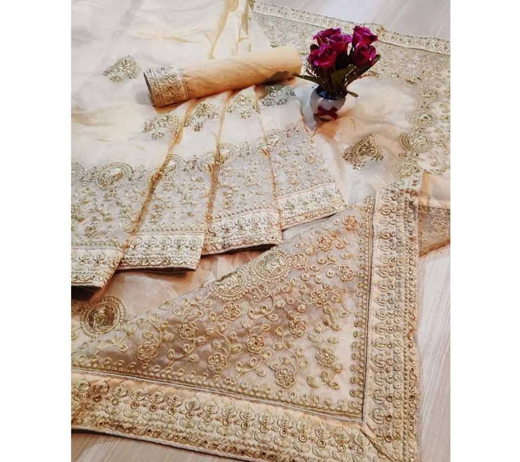 Premium Khaddi Organza Saree with Blouse Piece