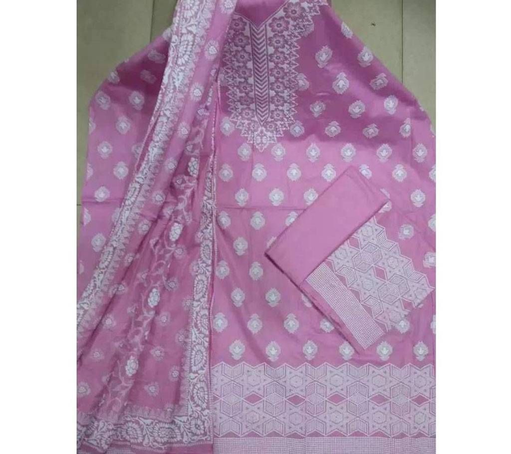 Rubber Amboss Printed Unstitched Cotton Three piece
