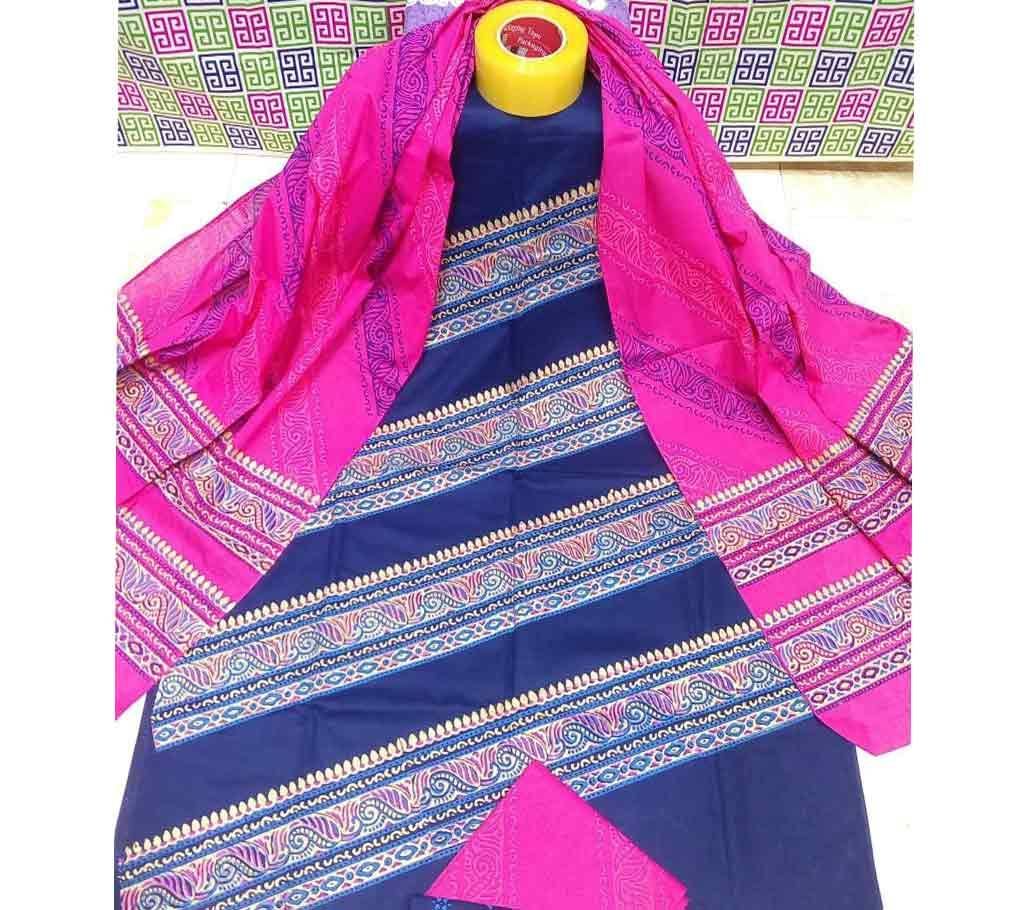 Deshi Cotton Unstitched Screen Printed 3Pcs - C54 - MHG