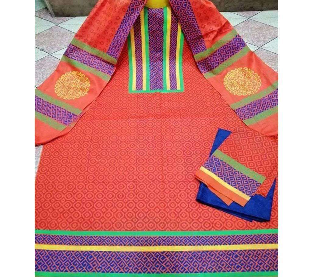 Unstitched Blocked Cotton 3Pcs - 063 - SLF 528