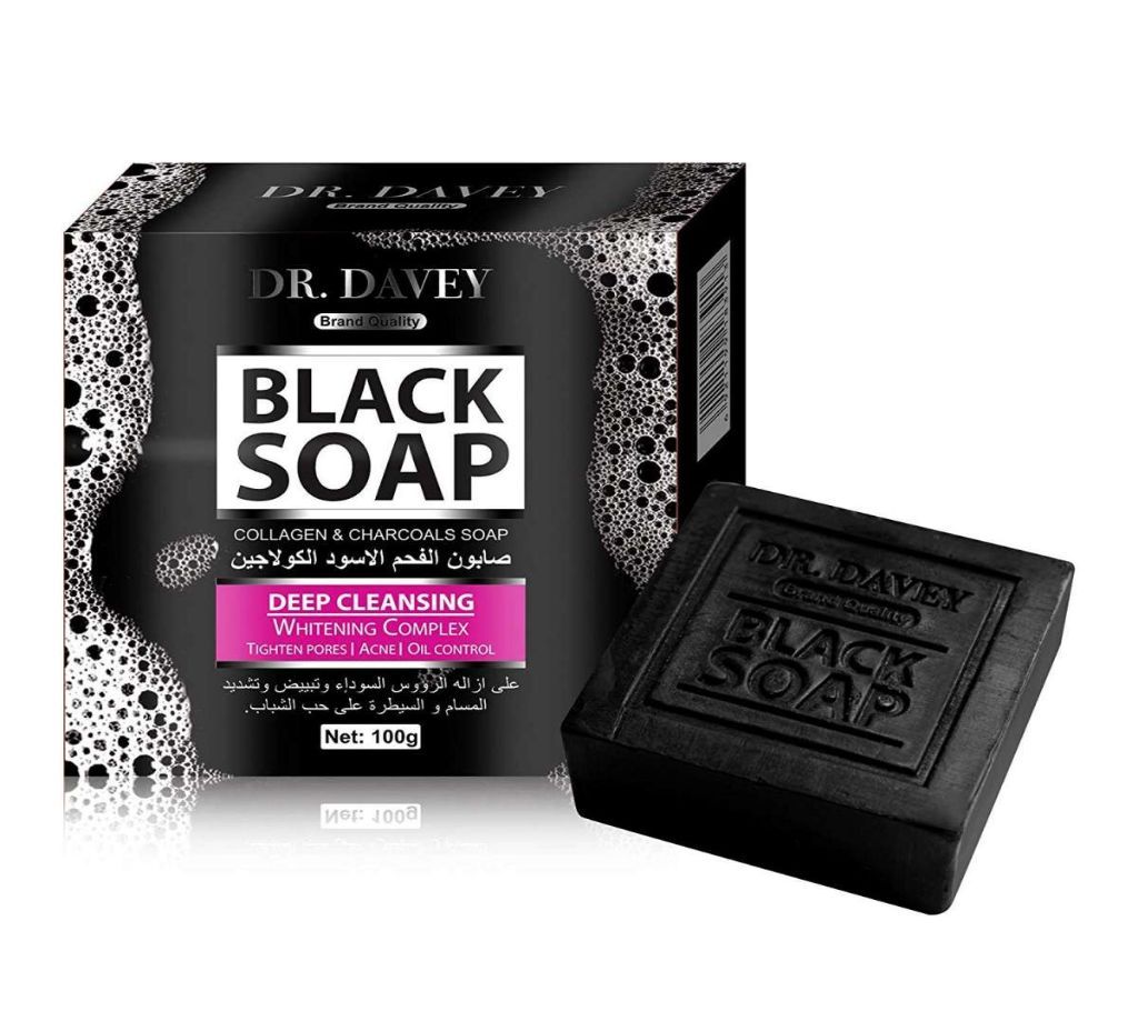 100% Original Dr.Davey Cleansing Whitening Collagen and Charcoals Black Soap