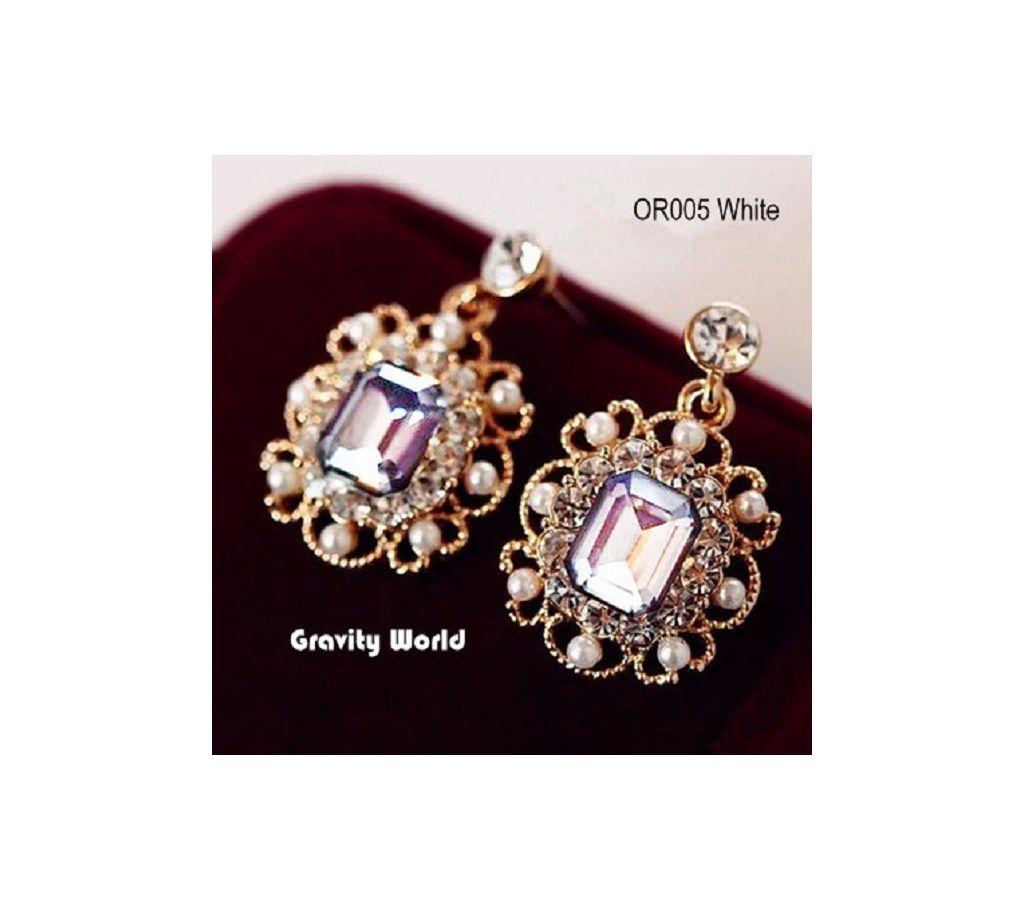 Imported Golden Color Earrings with White Stone