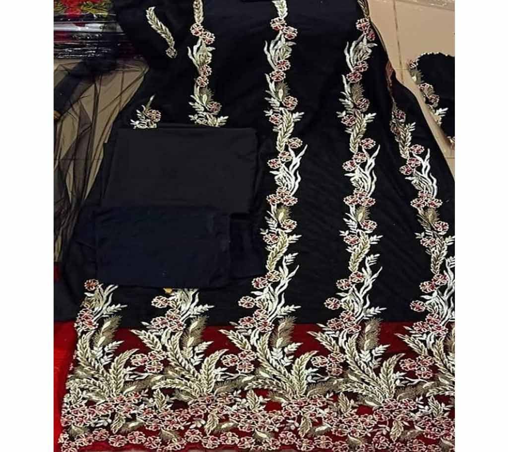 Unstitched Fabric Embroidered Cotton Net Unstitched 3 Piece(With inner)-7