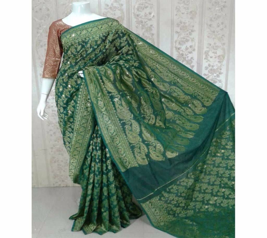 Green mirpur jamdani silk sharee 
