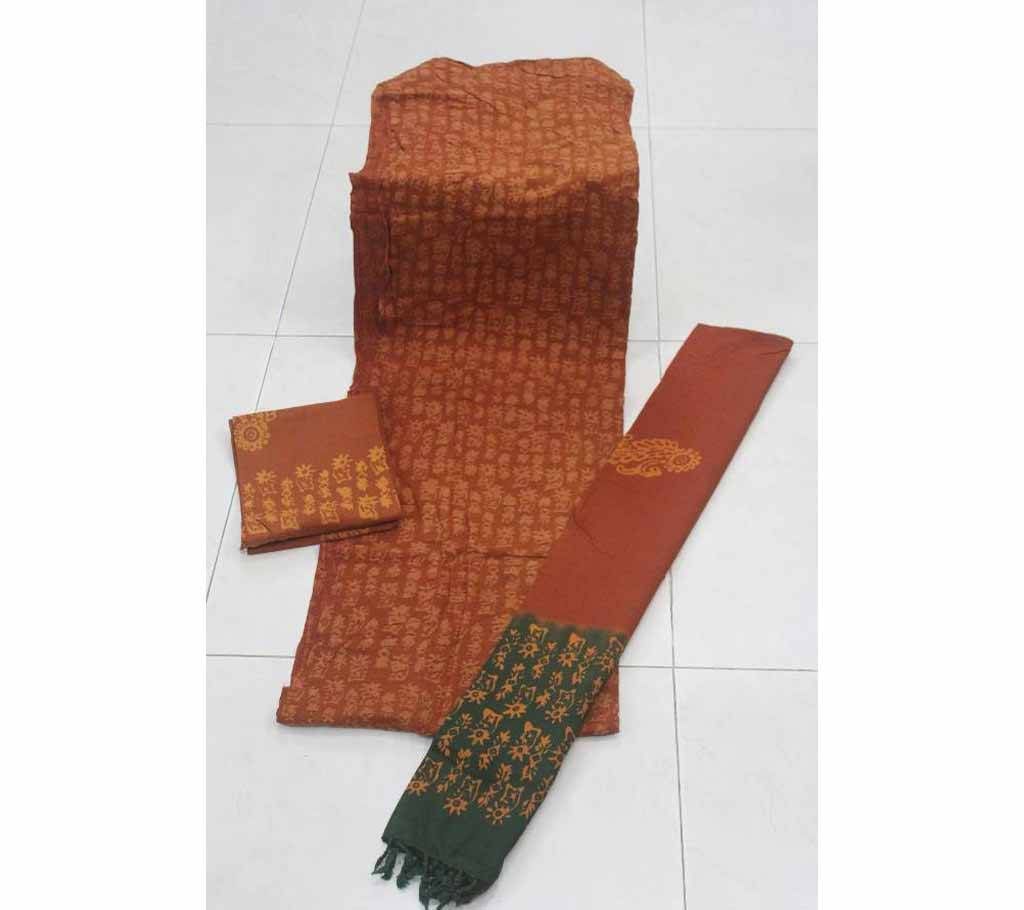 Unstitched comilla embosh batik three pc