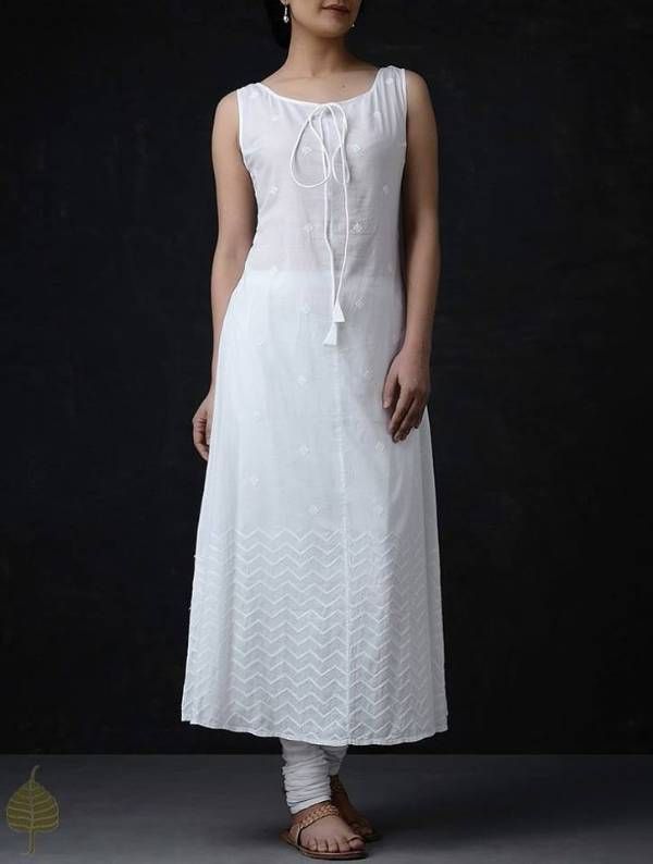 White Embroidered Semi Ready Kurti 333