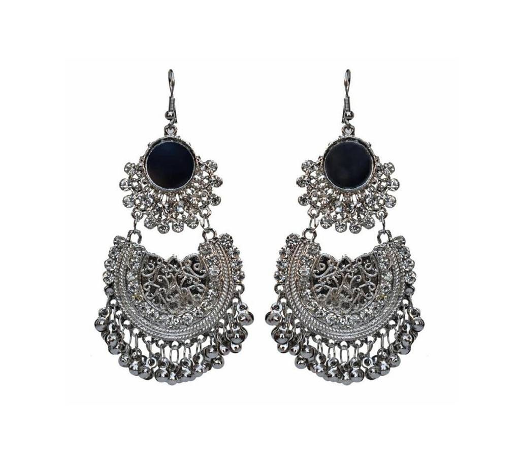 Antique Silver Plated Mirror Settings Earrings
