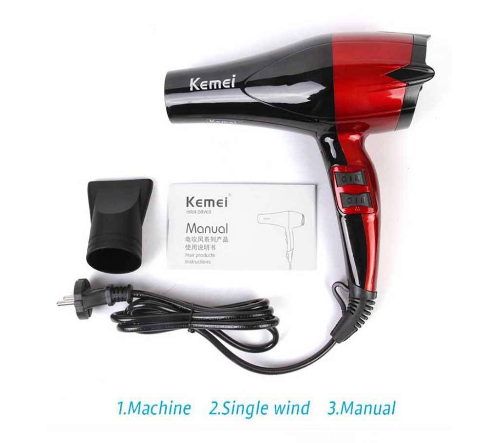 Kemei KM-8893 Professional 950W Luminous Black and Red Hair Dryer