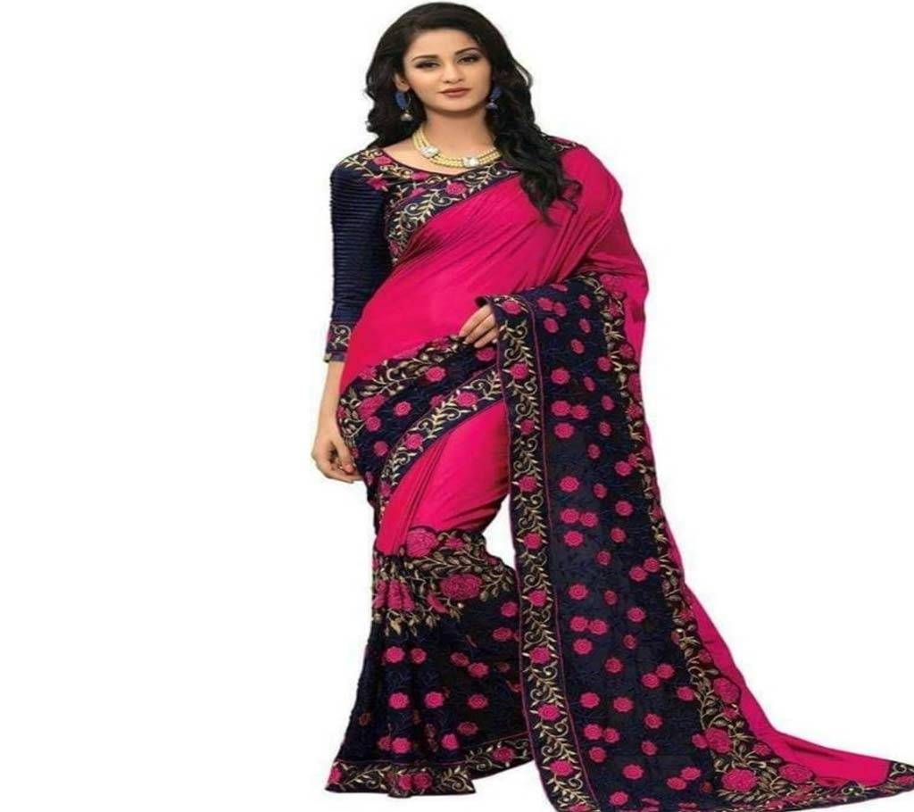 Indian Soft Wet Less Georgette Party Saree with Blouse Piece
