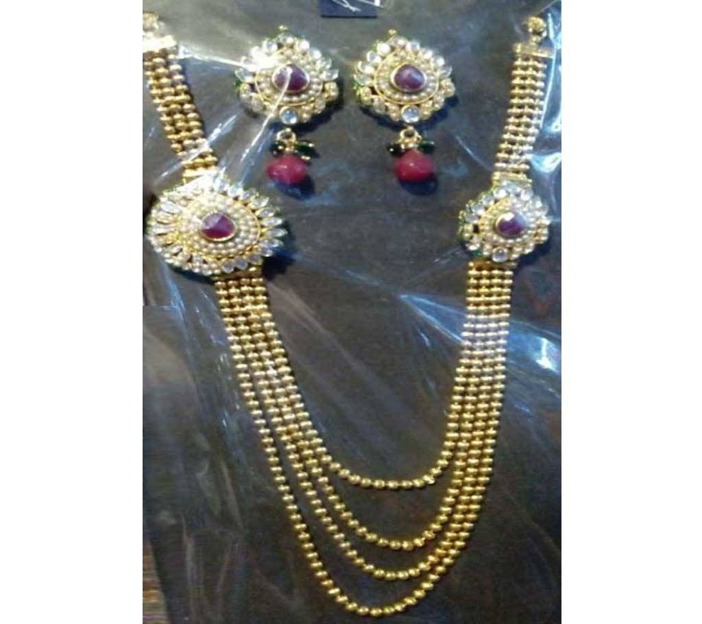 Metal Necklace with Ear Ring