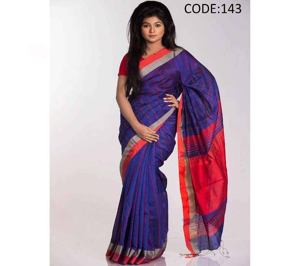 Blue & Red Half Silk Sharee